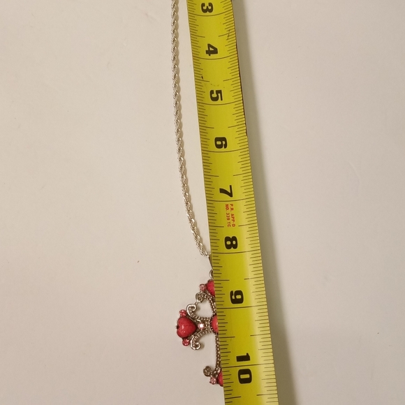 Times TRU Necklace Silver-Tone Rope Chain Wings of Love Cross Pink Stones Rhine - Picture 5 of 5